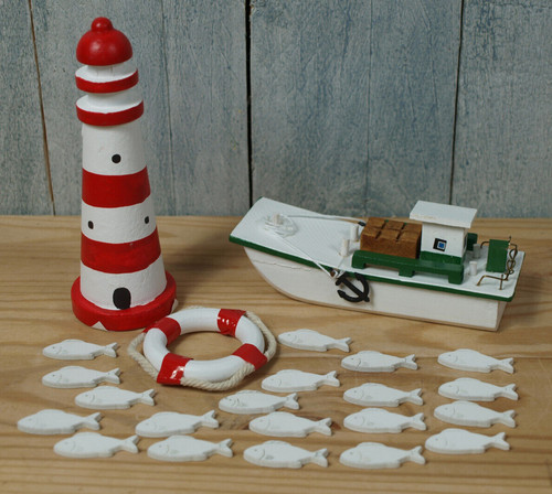 Deko set leuchtturm boot - deko,