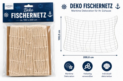 Deko fischernetz 100x200 - deko,