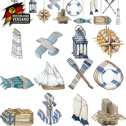 Maritime deko teiliges - maritime, 36-teiliges